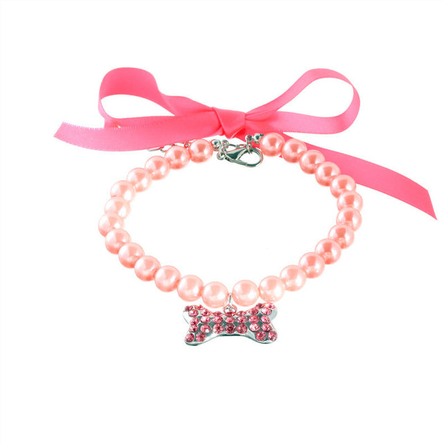 Pearls Necklace Collar with Bling Bone