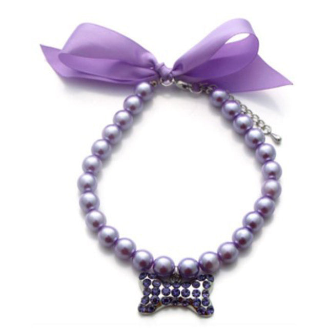 Pearls Necklace Collar with Bling Bone