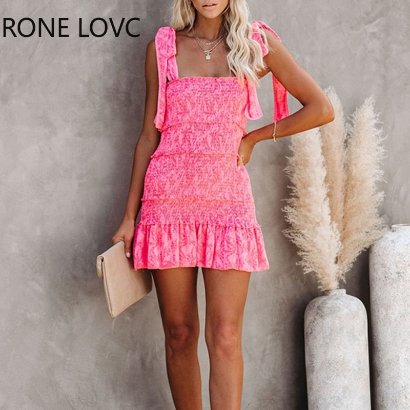 Tiered Ruffle Ruched Cami Dress