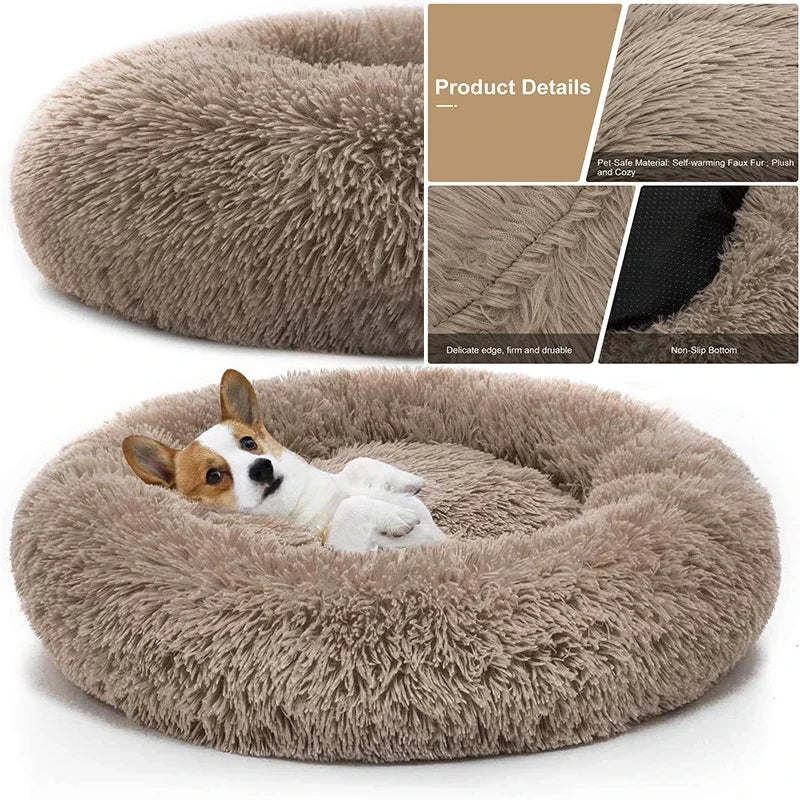 Pet Dog Bed Comfortable Donut Round