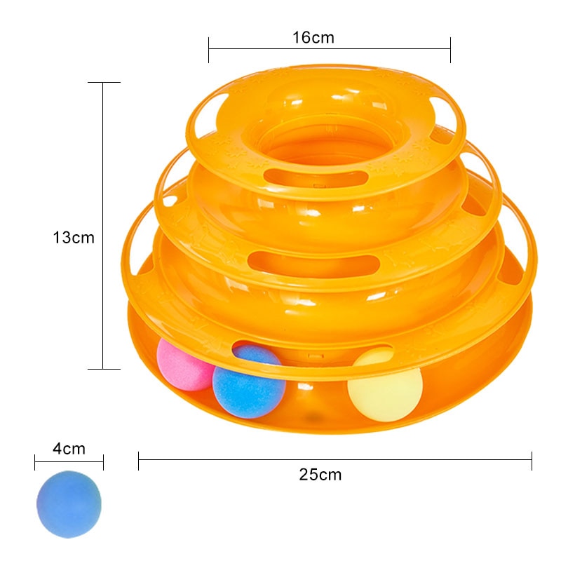 3 Levels Pet Cat Toy Tower Tracks Disc
