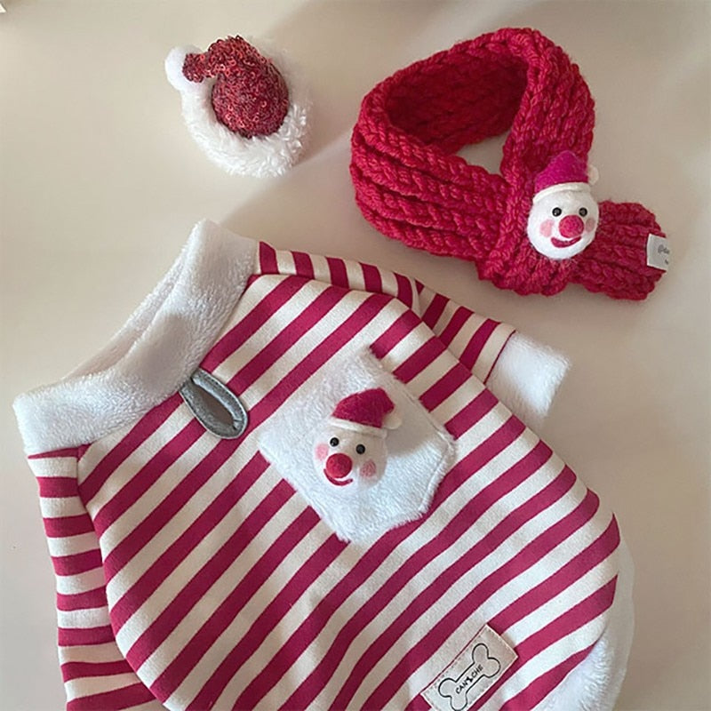 Scarf Dogs Hoodies Pullover Santa Claus