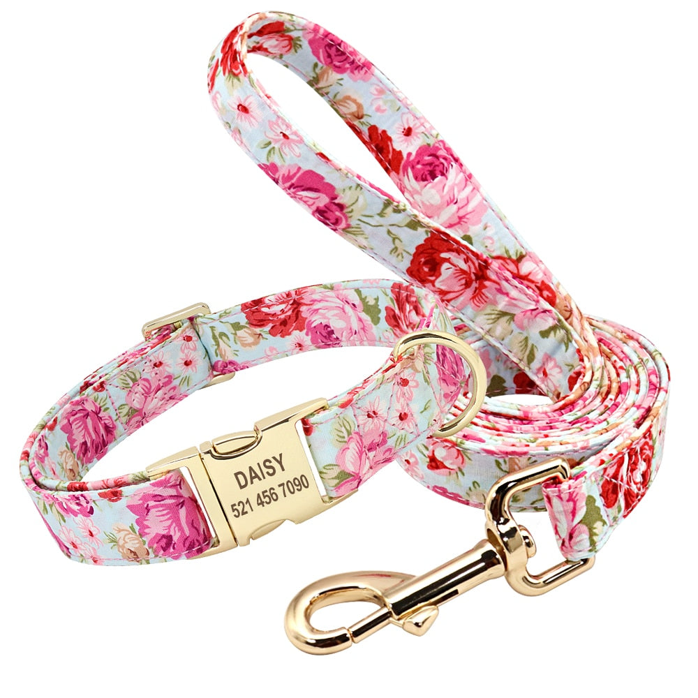 Flower Dog Collar Leash Set