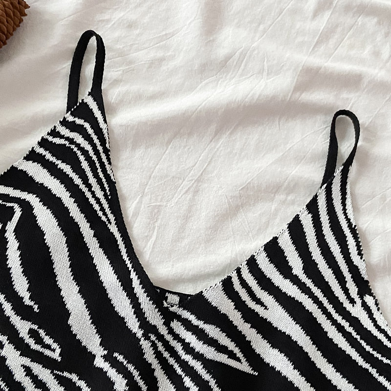 Zebra-print Camis Women Crop Top