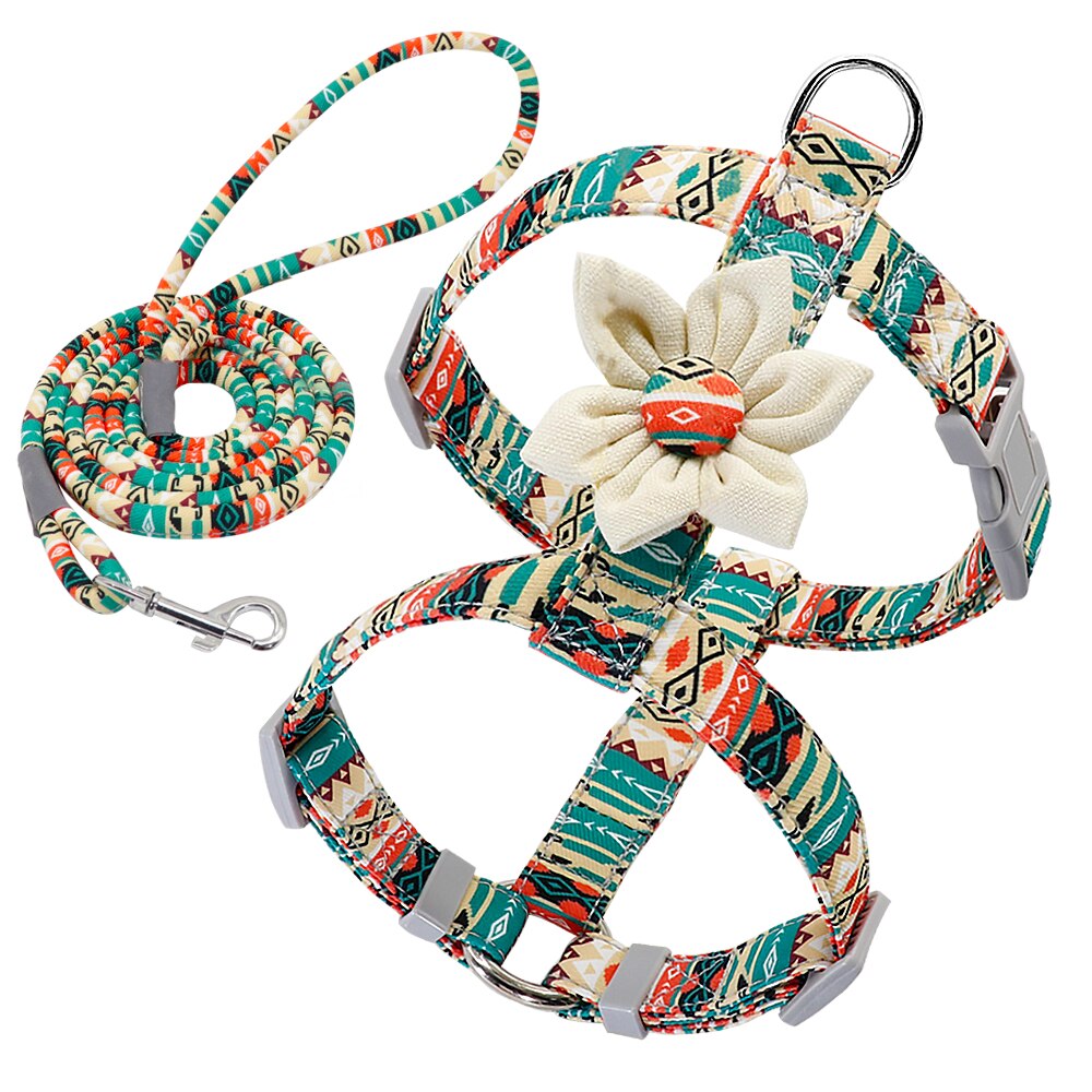 Harness Walking Leash with Flower Accessory