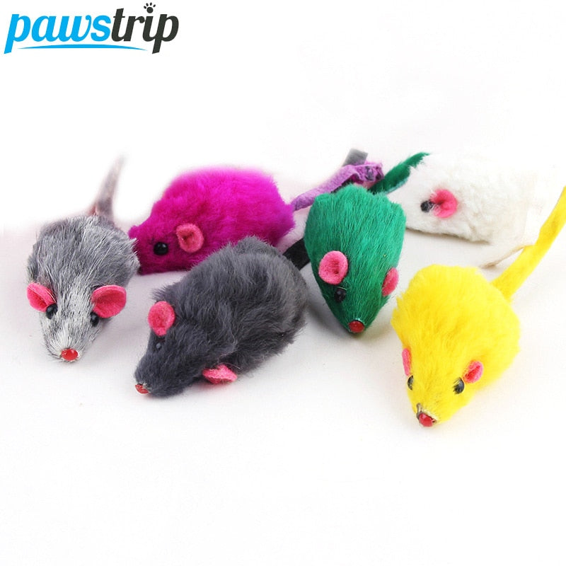 pawstrip Rabbit Fur False Mouse Pet Cat Toys