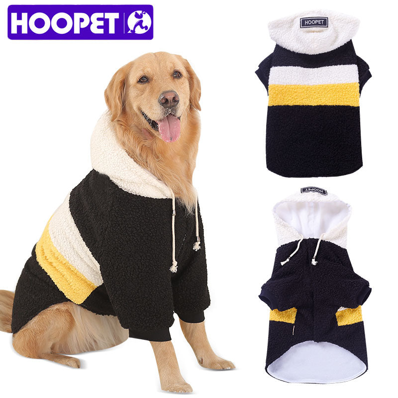 HOOPET Pet Big Dogs Autumn and Winter Wear Warm Clothes Walking Dress Two Feet