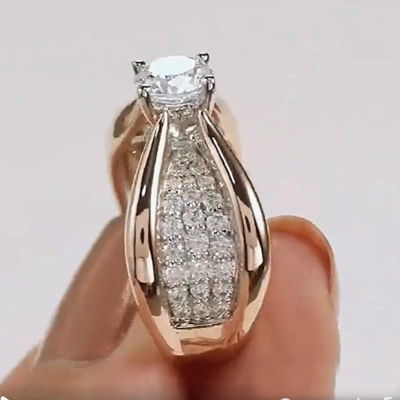 Rose  Crystal Engagement Ladies Ring