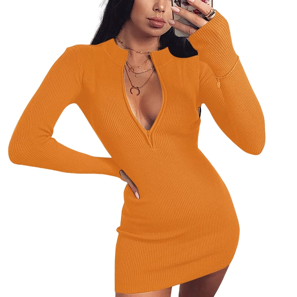 Spring Solid Party Slim Mini Dress