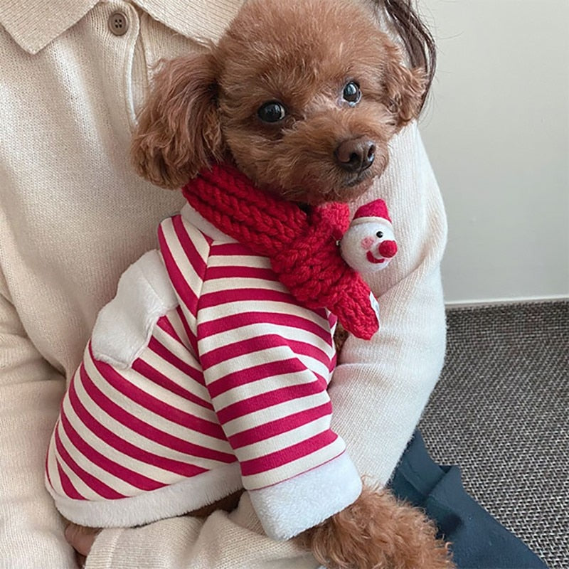 Scarf Dogs Hoodies Pullover Santa Claus