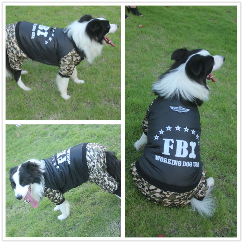 New FBI Pets Dog Clothes Coat Cotton Winter Warm Thicken Costumes