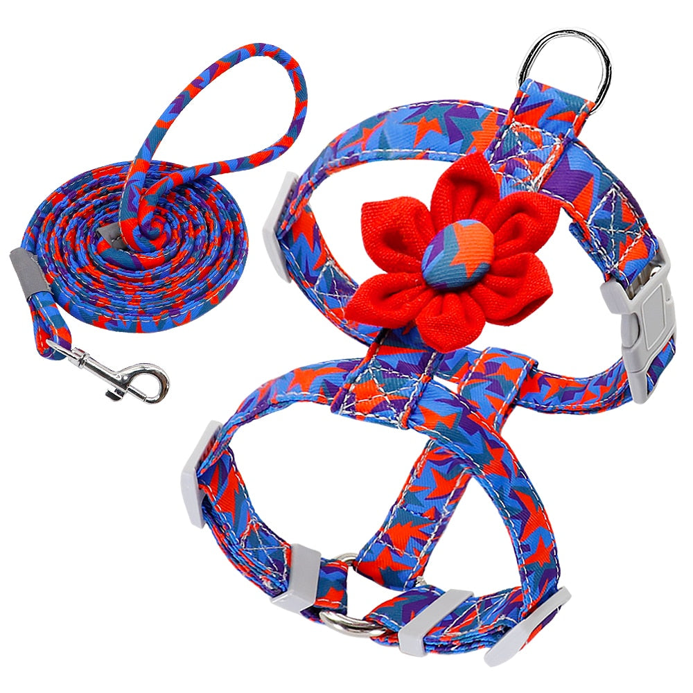 Harness Walking Leash with Flower Accessory