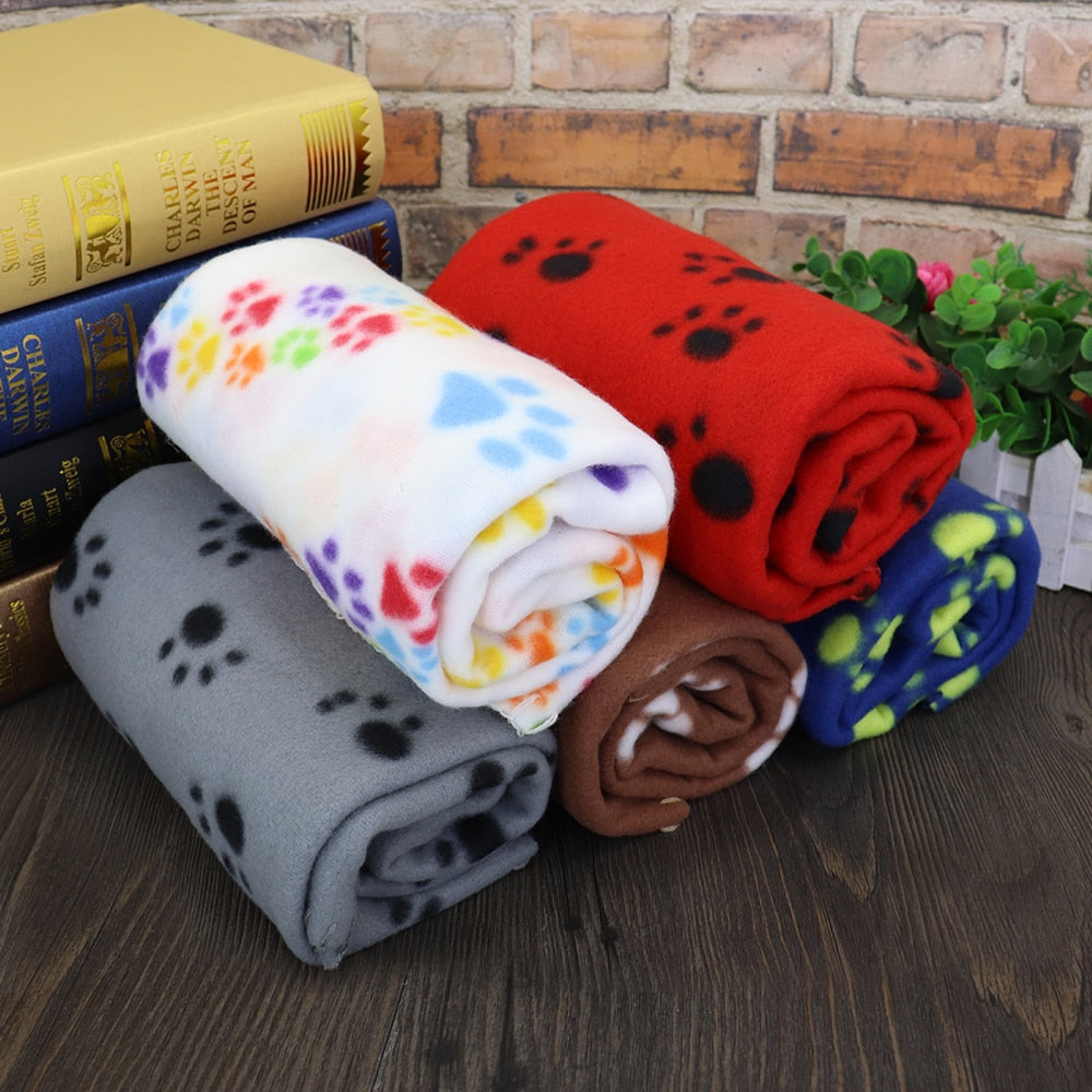 Paw Print Dog Blanket Soft Warm Dog Cat