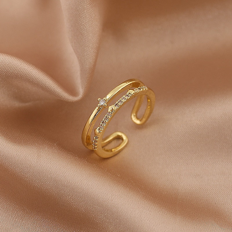 Gold Color Pearl Zircon Rings