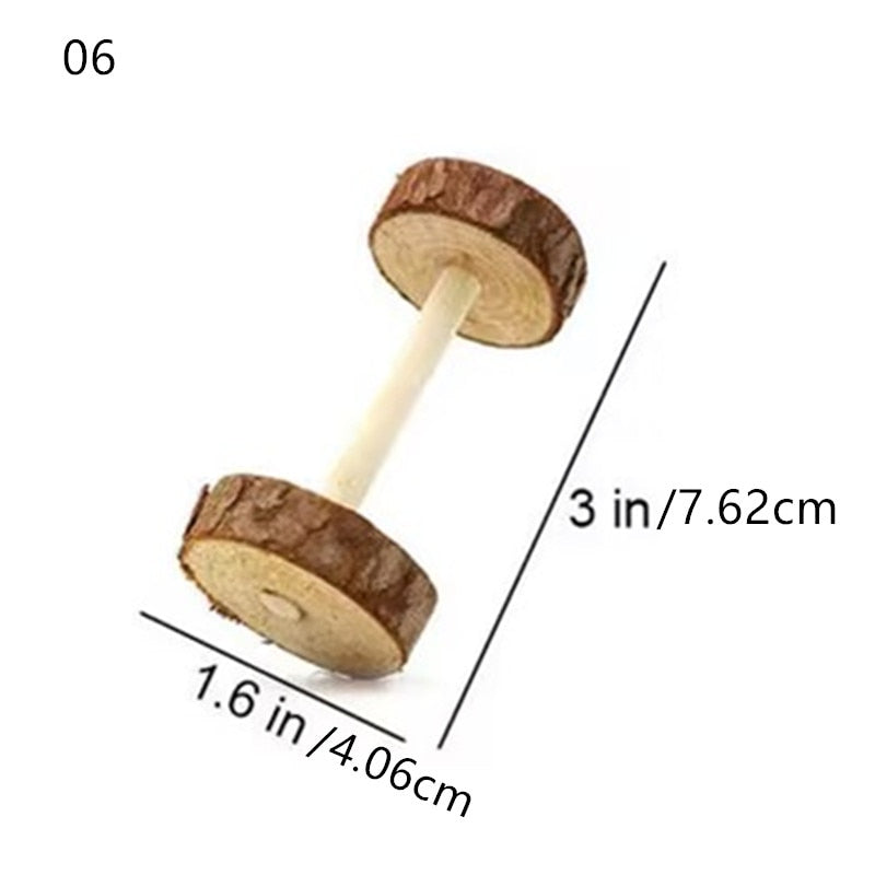 Wooden Pine Dumbells Unicycle Bell Toys