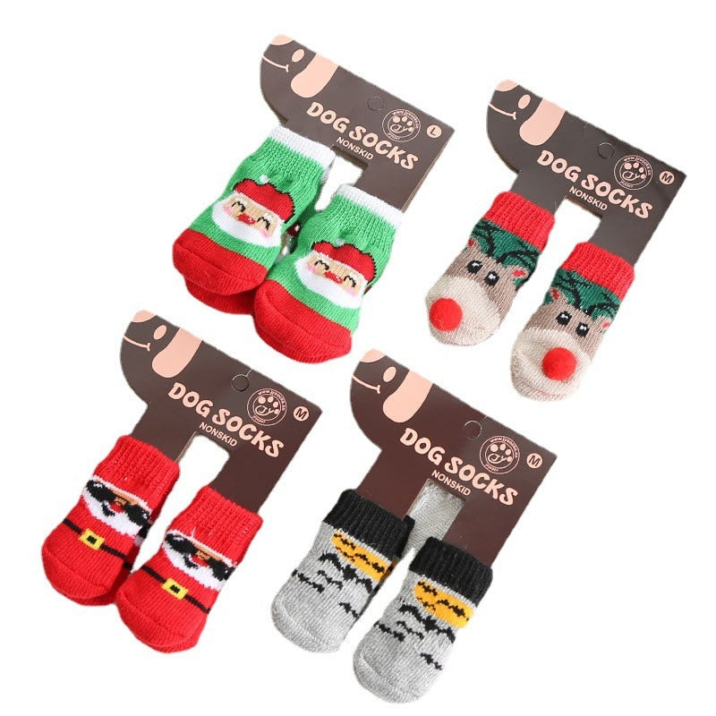 4pcs/Set Christmas Dog Socks