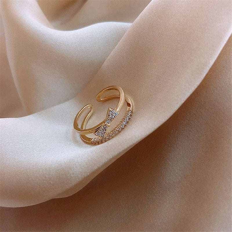Gold Color Pearl Zircon Rings