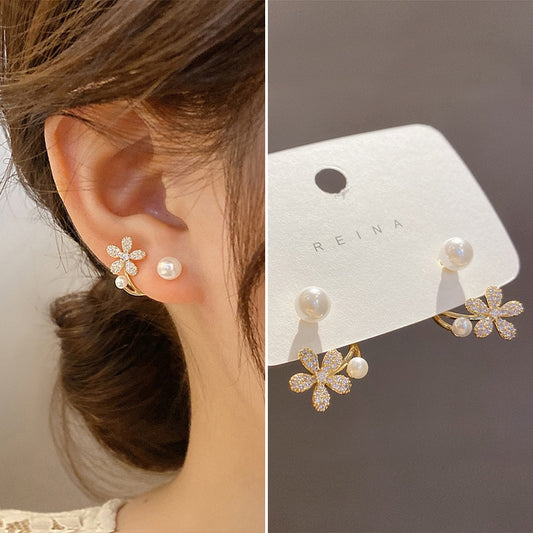 Pearl Flower Stud Earrings