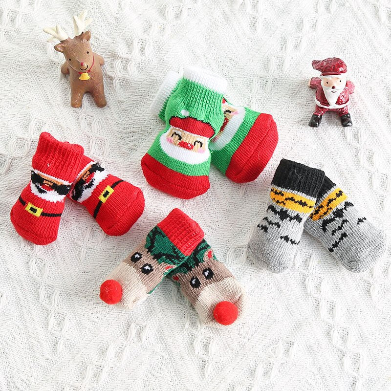 4pcs/Set Christmas Dog Socks