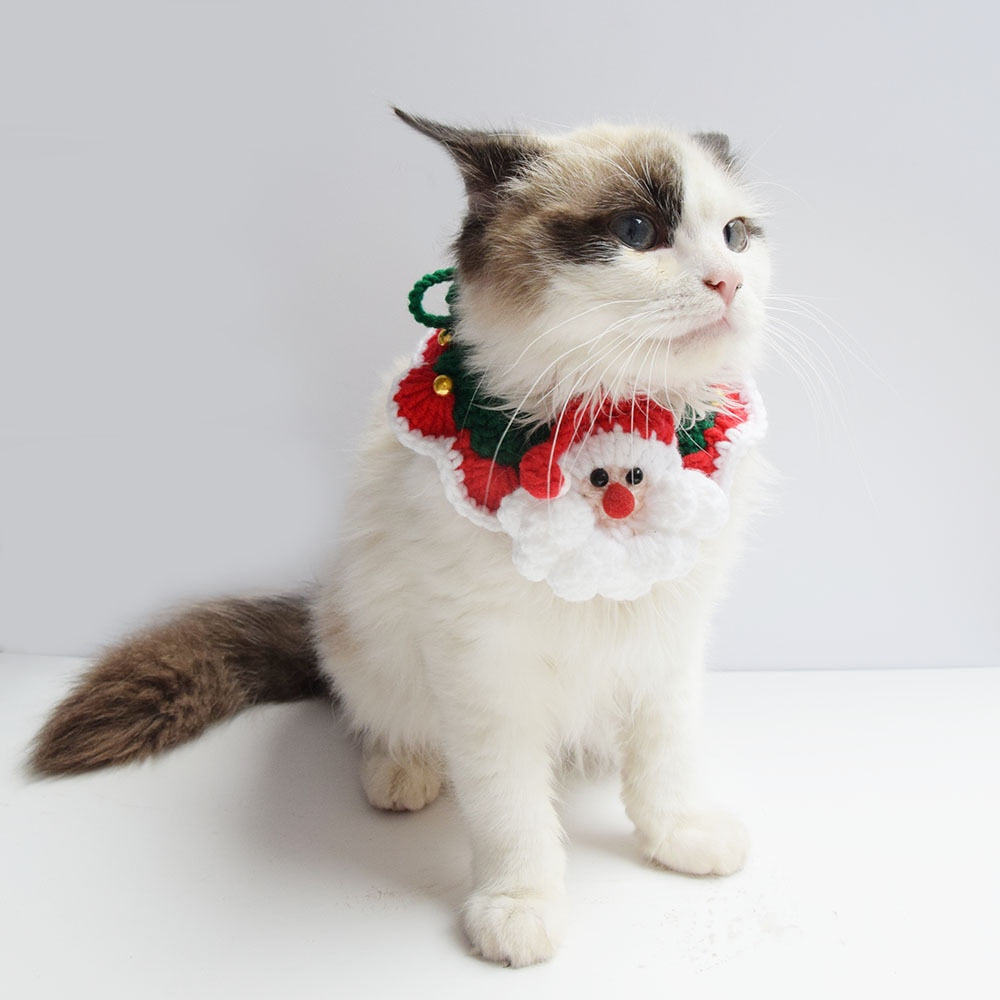 New Wool Pet Collar Santa Cat Saliva Towel
