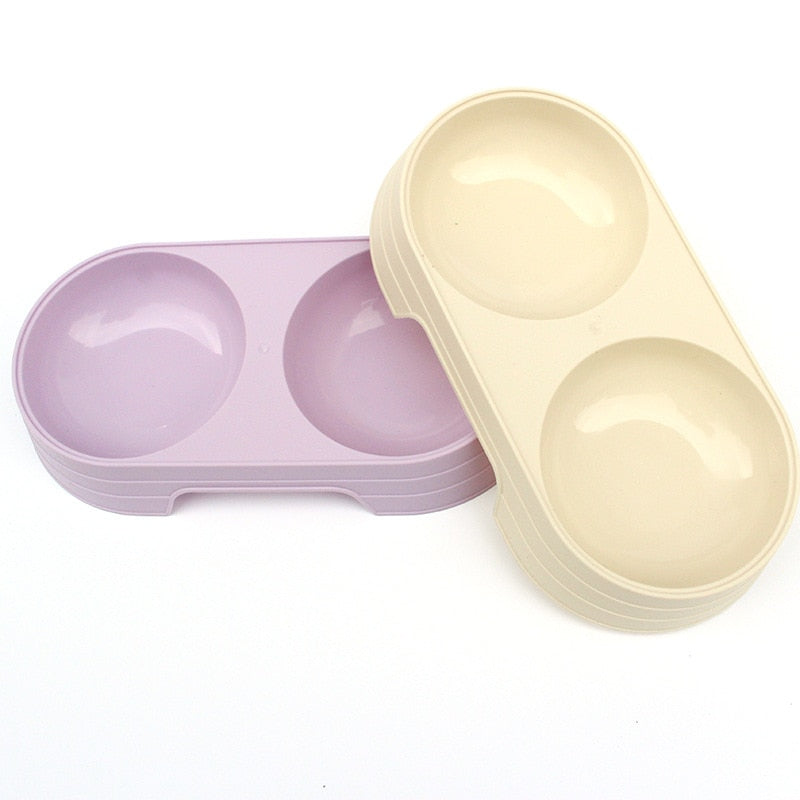 Macaron Pet Double Bowl Plastic