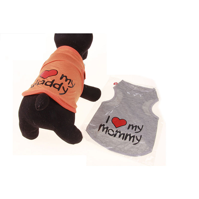 Dog Vest Shirt I Love Mummy/Daddy