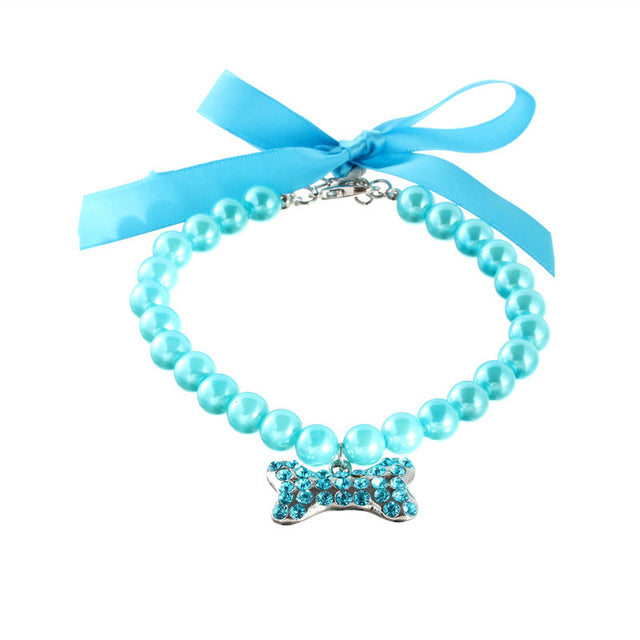Pearls Necklace Collar with Bling Bone