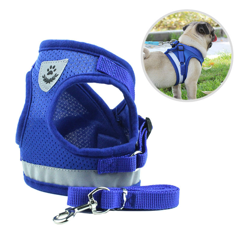 Nylon Dog Harness Leash Set Reflective Small Pet