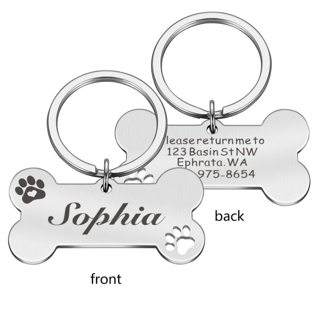 Personalized Pet ID Tag Keychain Engraved Pet