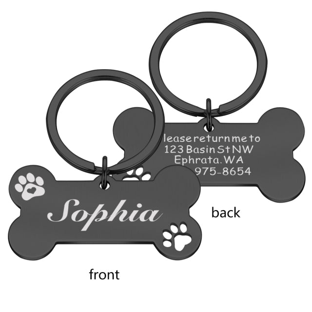 Personalized Pet ID Tag Keychain Engraved Pet
