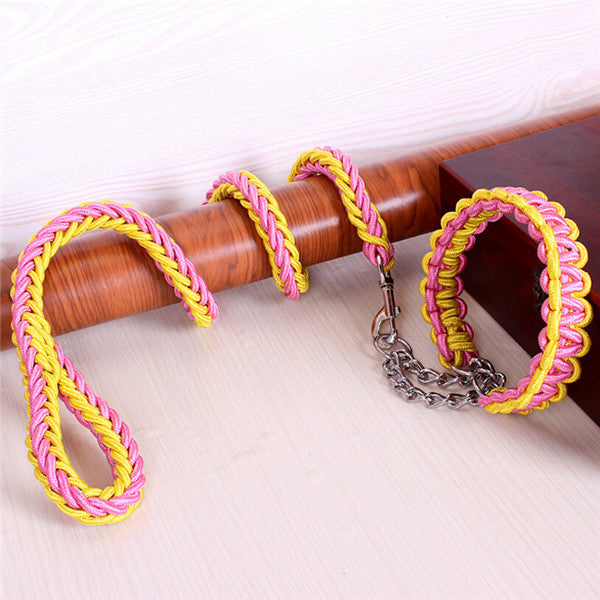Double Strand Rope National Color Mix Large Dog Leashes
